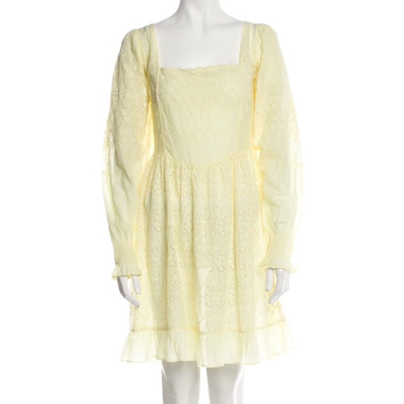 LoveShackFancy Yellow Eyelet Dress - Picture 1 of 3